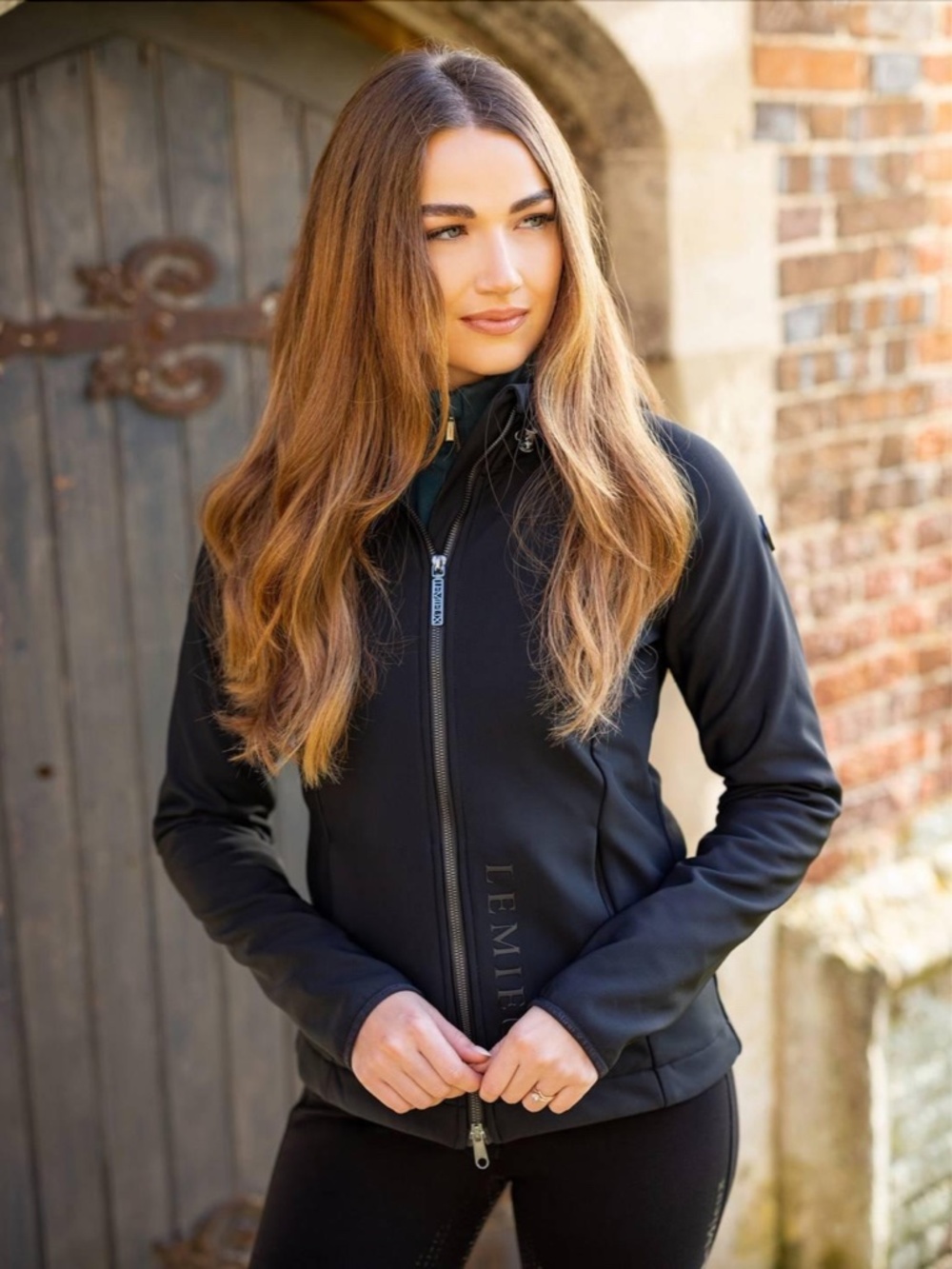 LeMieux Charlotte Soft Shell Jacket Sz 10 Black Equestrian Riding Hooded Fleece